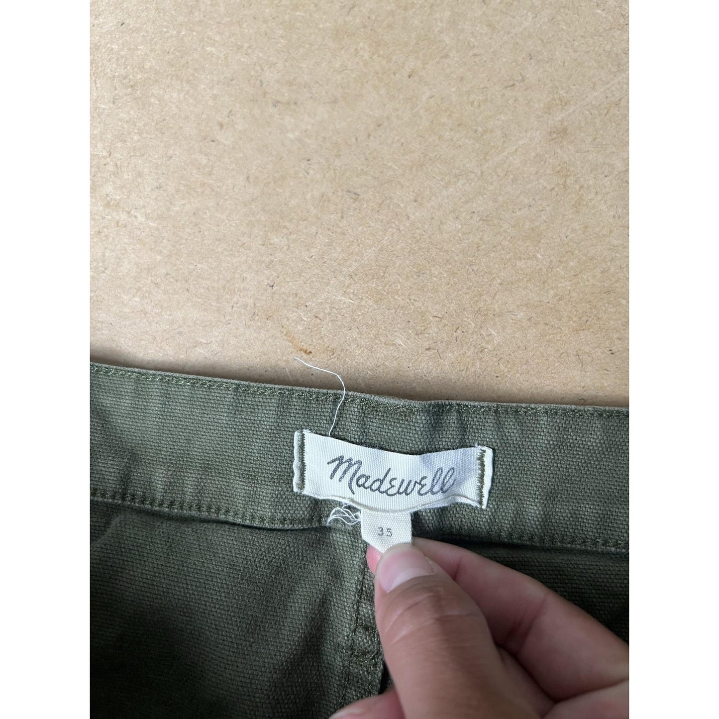 Madewell Pants Womens 33 Green Cropped Wide-Leg Twill Pockets Stretch Button-Fly