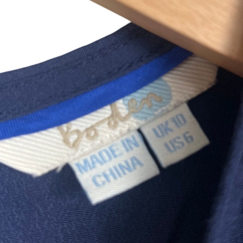 Boden Navy Blue Sleeveless Blouse Pleated Tank Top Women's Size 6