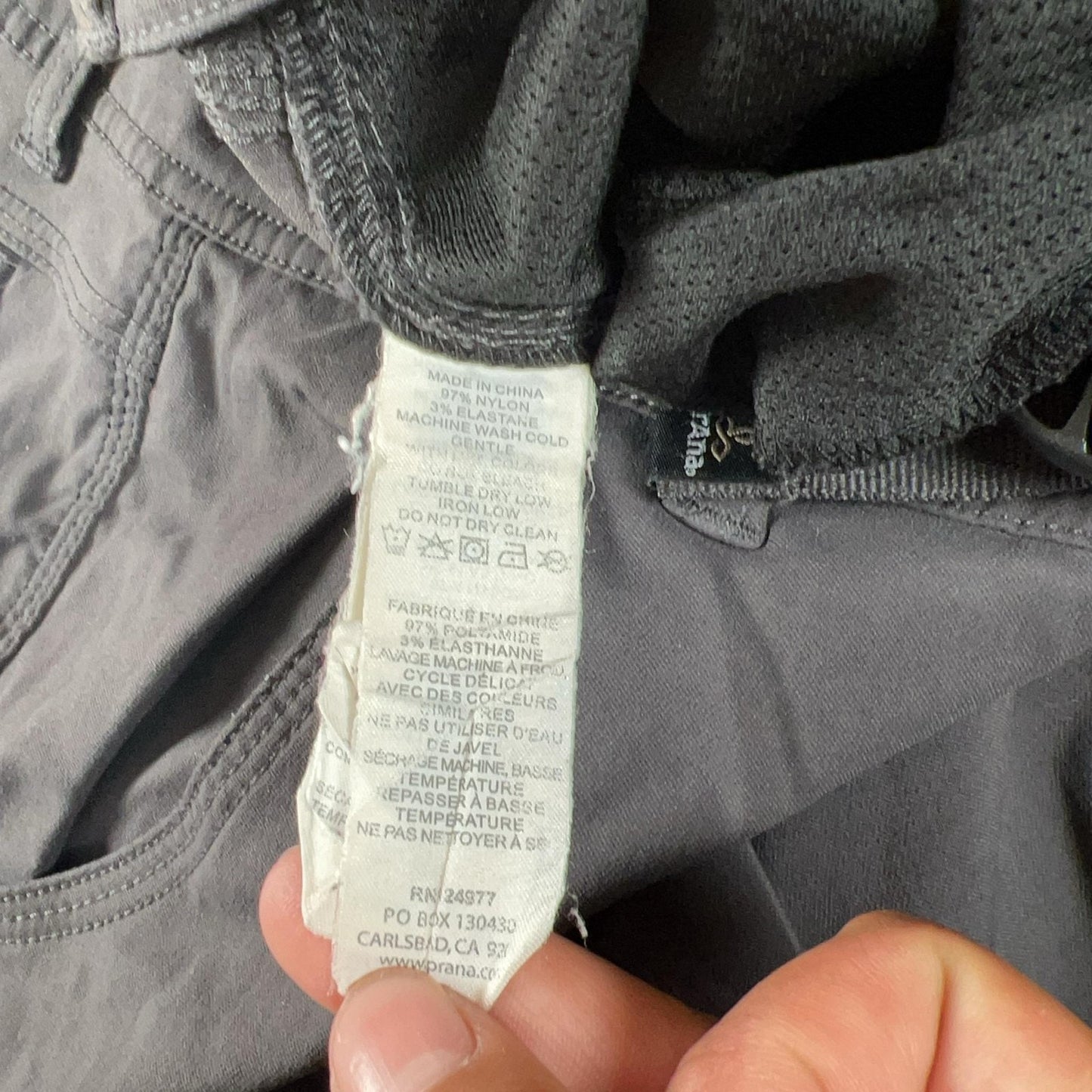 PrAna Pants Mens 32x30 Gray Cargo Nylon Slim Stretch Adjustable Waist Travel