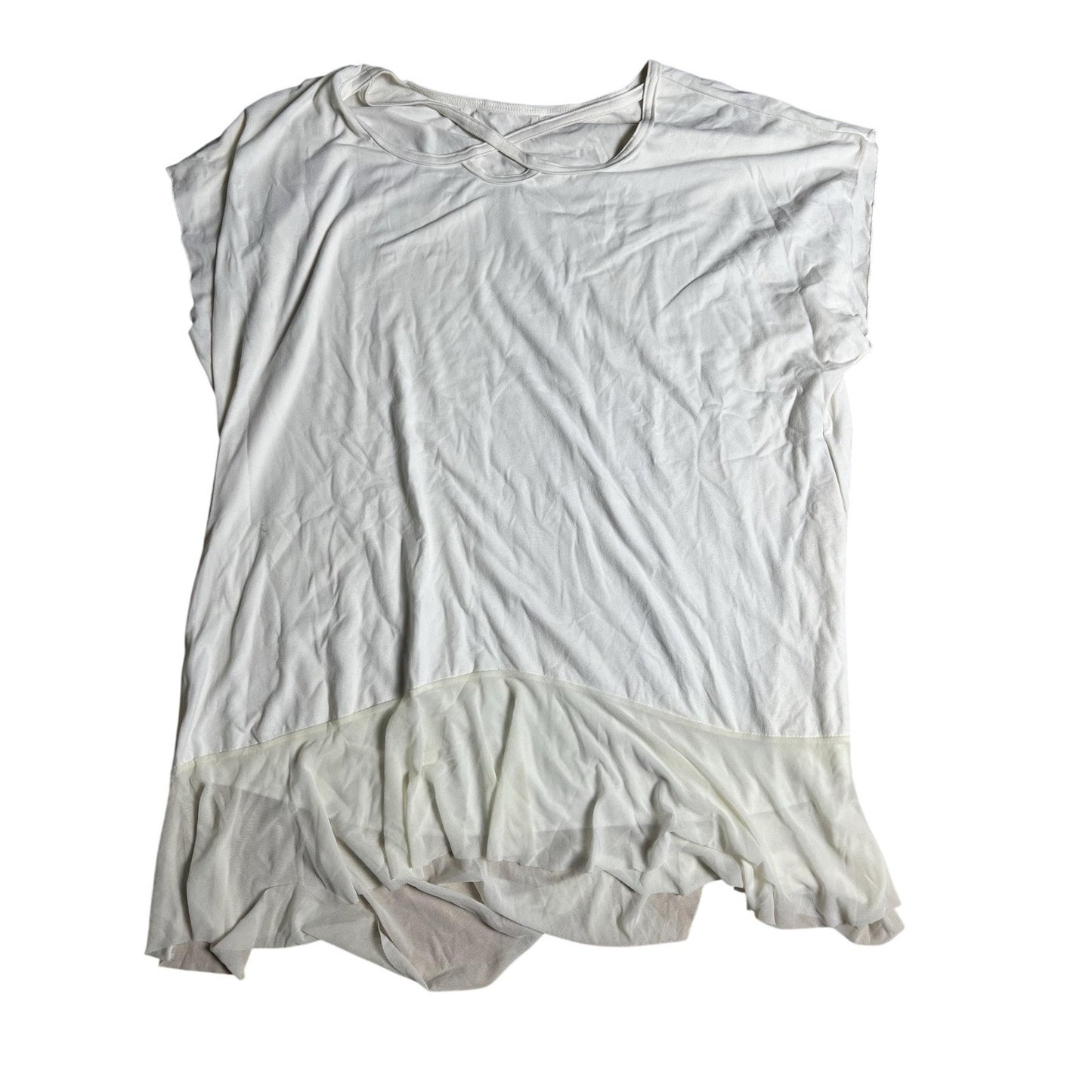 Laura Hlavac XL White Tunic Scoop Neck Cap Sleeve Sheer Hem Lightweight Casual