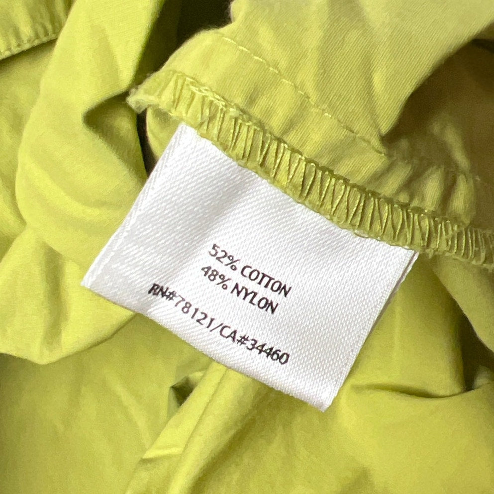 Eileen Fisher Chartreuse Hooded Light Weight Cotton/Nylon Size Large Jacket