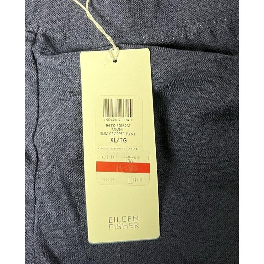Eileen Fisher Pants Womens XL Blue Cropped Crepe Pull On Stretch Slim Fit