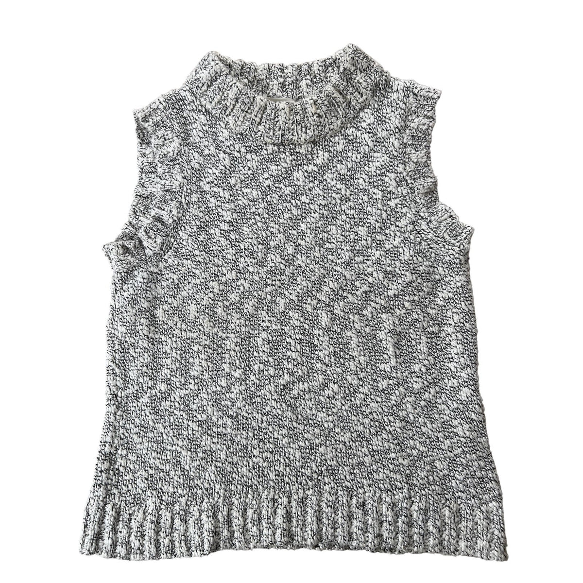 Tank NAADAM Womens M Gray Mock Neck Ruffle Knit Pullover Unlined Stretch