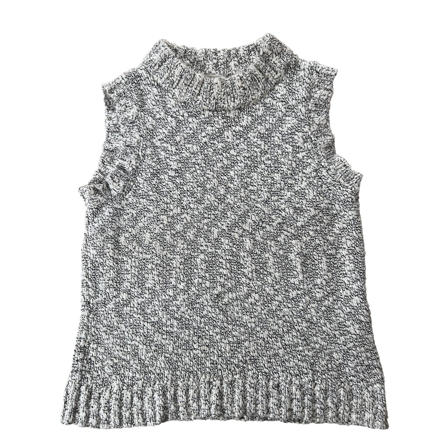 Tank NAADAM Womens M Gray Mock Neck Ruffle Knit Pullover Unlined Stretch