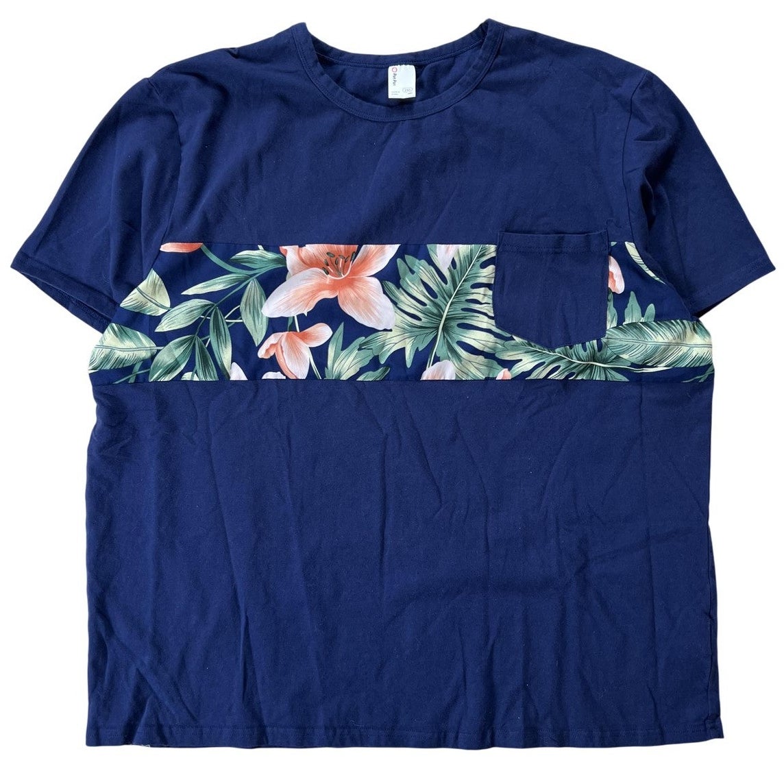 PatPat Shirt Womens 2XL Blue Colorblock Pocket Short Sleeve Casual Basic