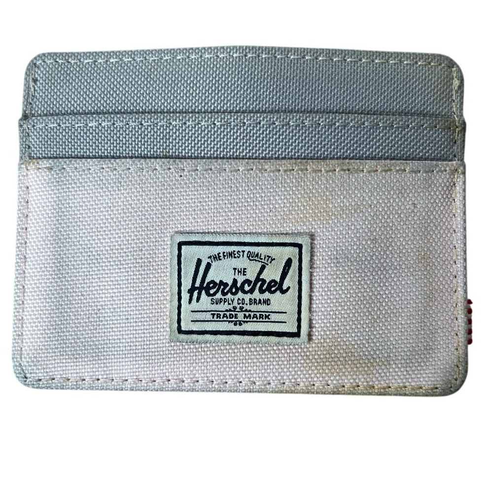 Herschel Wallet Mens One Size Pink Mini Canvas Credit Card Logo Striped Lining