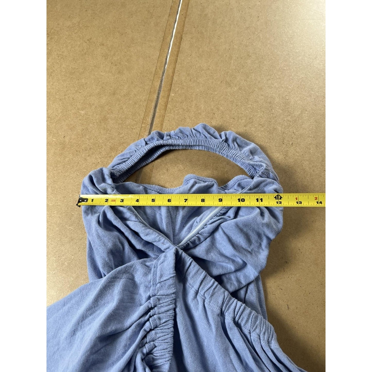 FP BEACH Dress Womens S Blue Sundress Halter Ruffle Short Cotton Jersey