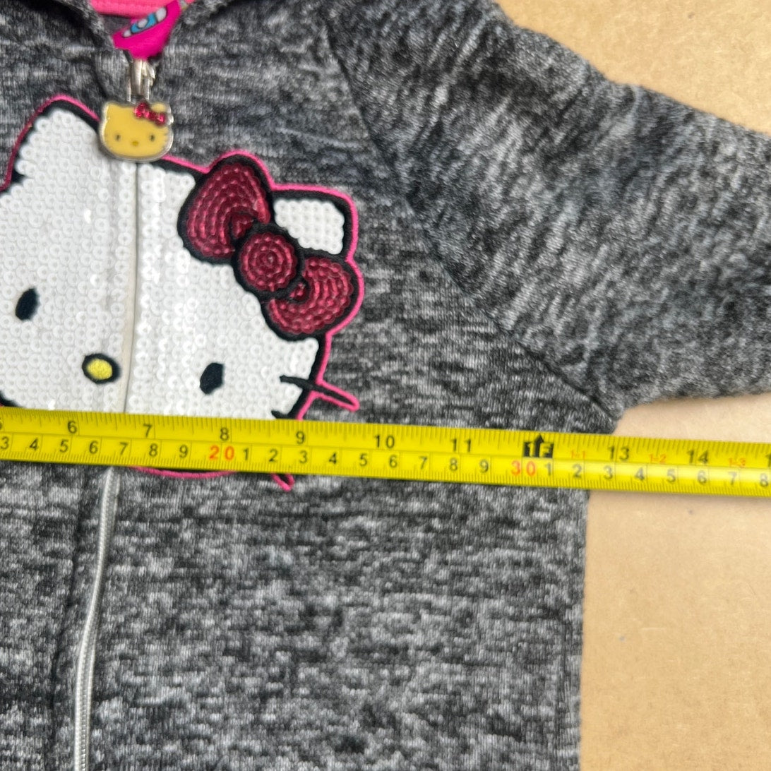 Hello Kitty Knit Sequin Zipper Front Enamel Pull Tab Jacket 2020 Size 6
