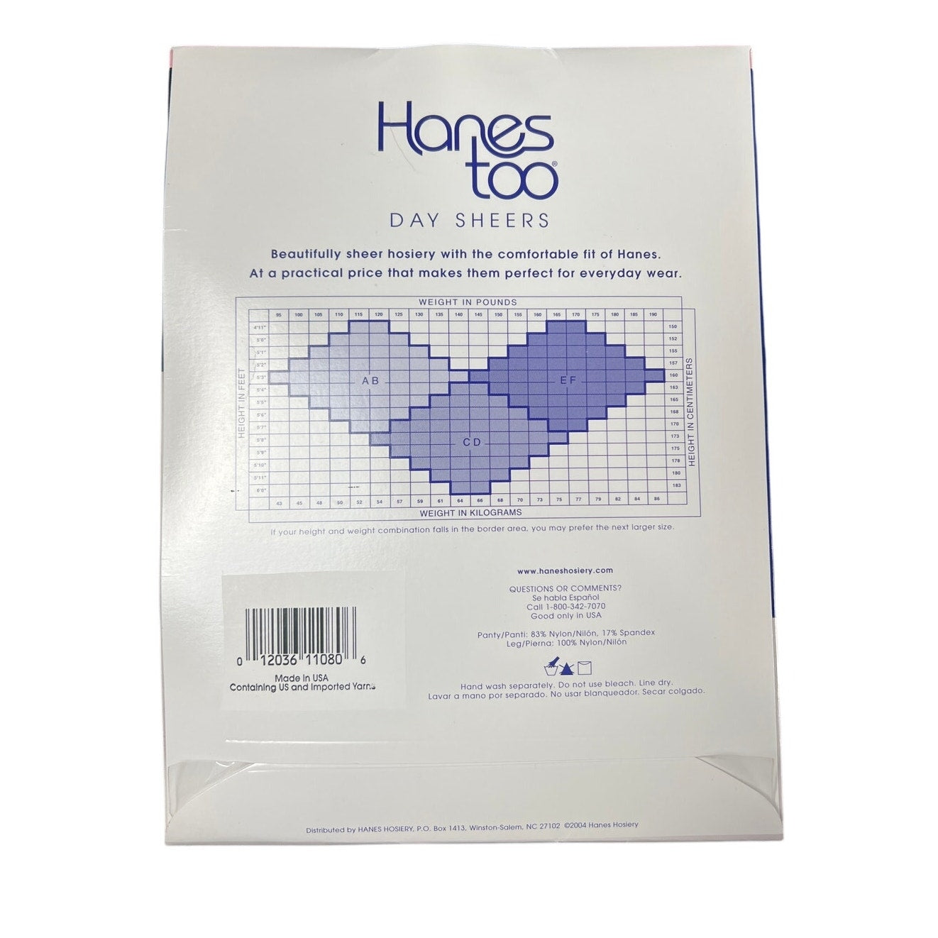 Vintage Hanes Too Size EF Barely There 136 Control Top Pantyhose Sandalfoot