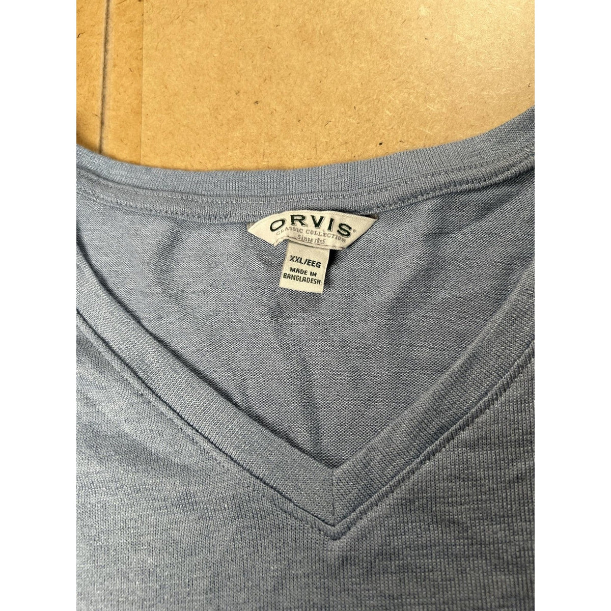 Orvis T-Shirt Womens XXL Blue V-Neck Jersey Cap Sleeve Lightweight Stretch