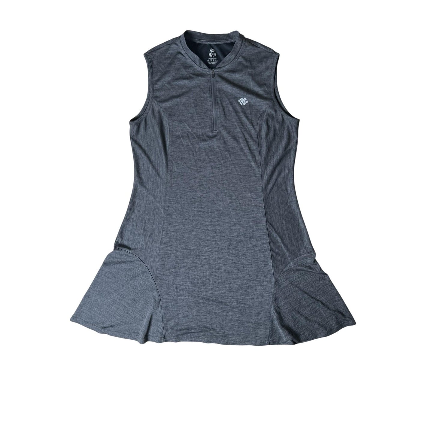 MOFIZ Dress Womens XL Gray Tank Dress Fit & Flare Mock Neck Zip Sleeveless