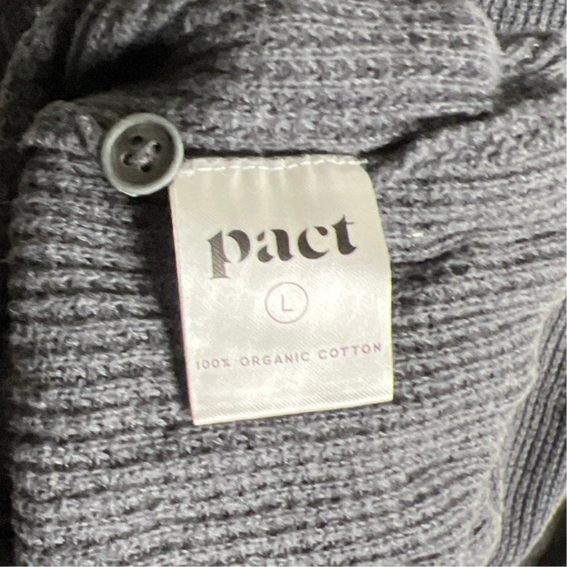 Pact Men L Organic Cotton Henley Knitted Heather Grey Long Sleeve