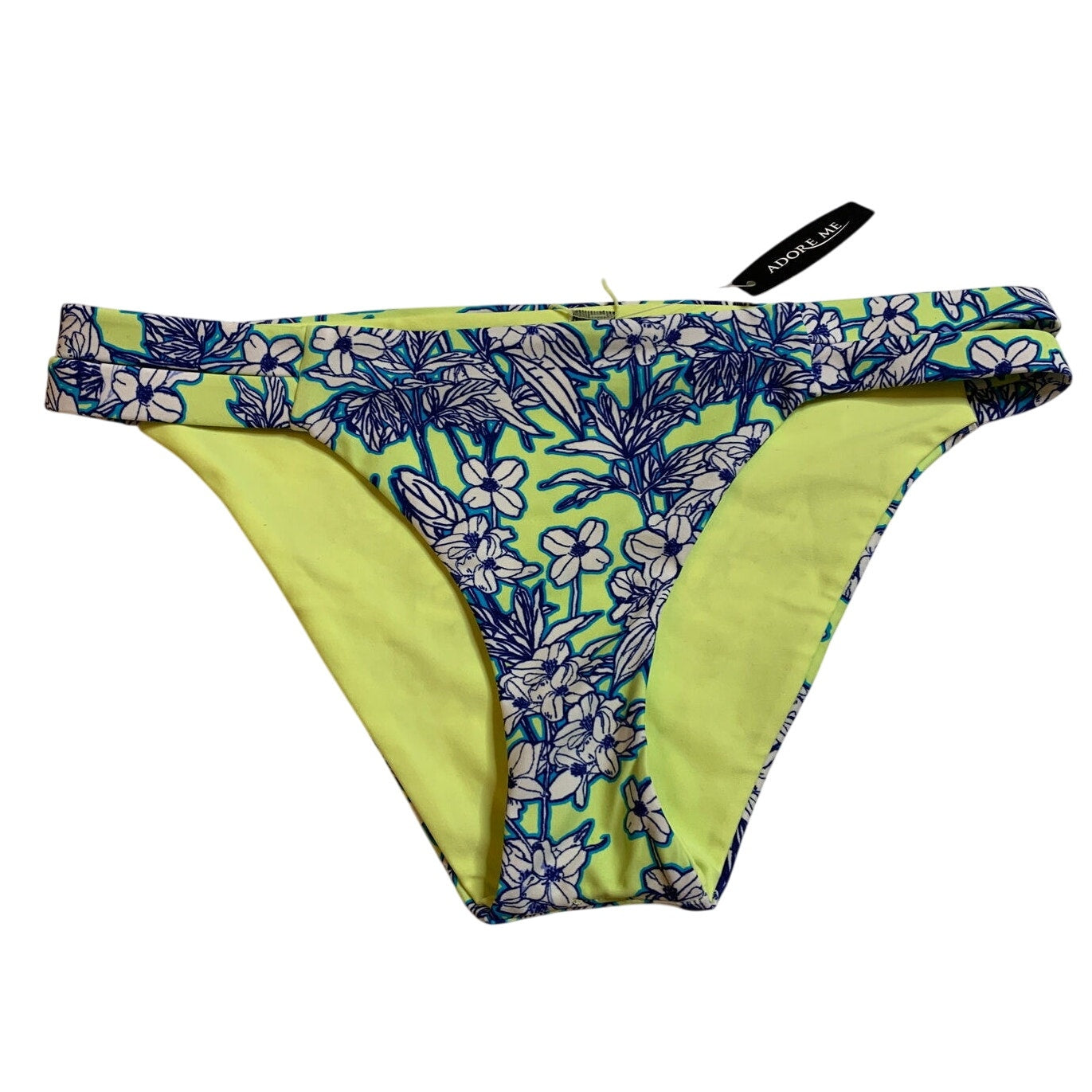 Adore Me Women's Blue And Green Floral Swim Bikini Bottom Size Small S - NWT