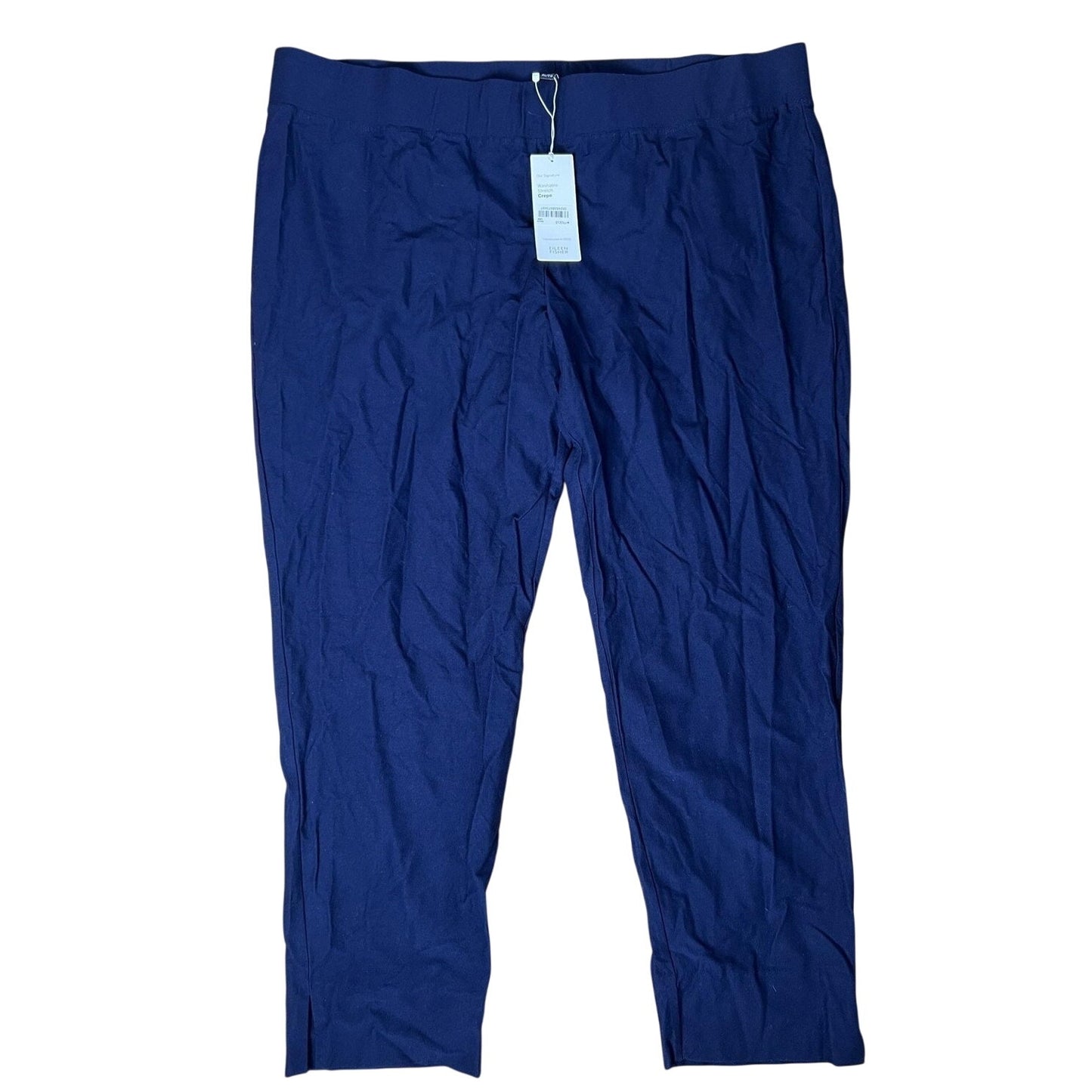 Eileen Fisher Pants Womens XL Blue Cropped Crepe Pull On Stretch Slim Fit