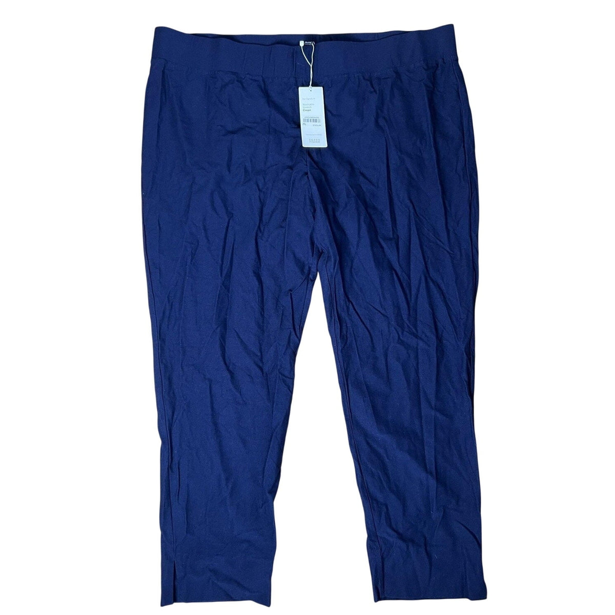 Eileen Fisher Pants Womens XL Blue Cropped Crepe Pull On Stretch Slim Fit