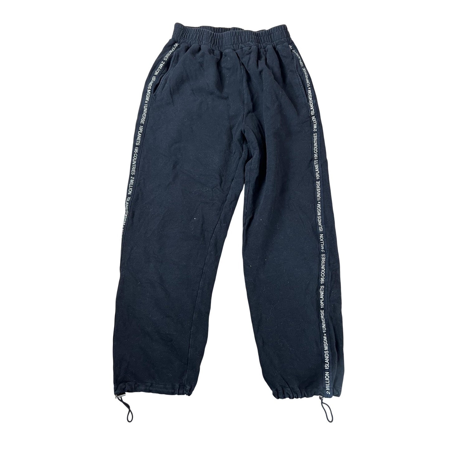 MSGM Jogger Pants Womens S Black Logo Tape Drawstring Elastic Cuff Casual