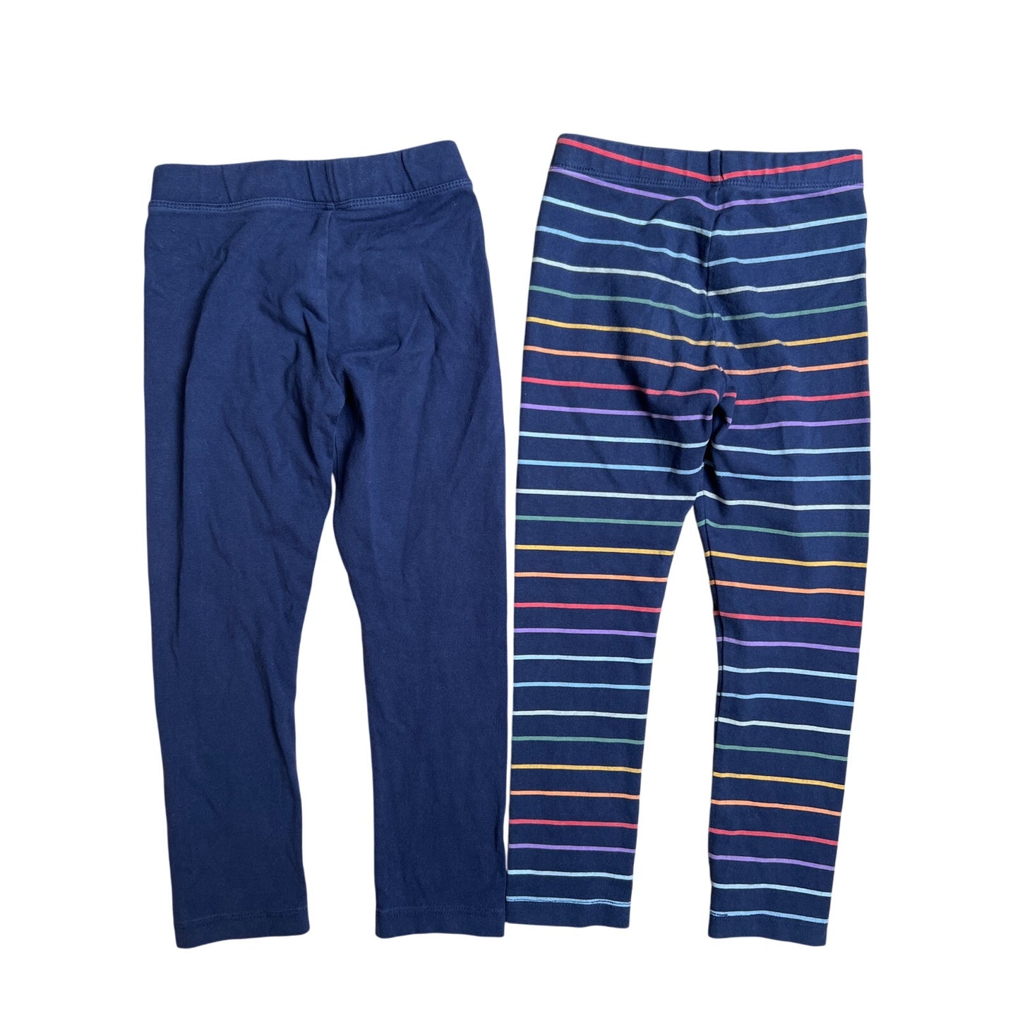 Primary Girl Set Navy Blue And Rainbow Stripes Leggings Size 5