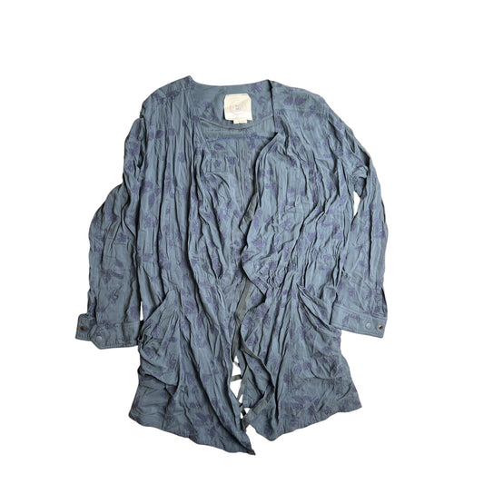 Hei Hei Embroidered Periwinkle Blue Draped Cardigan Spring Jacket Kimono Small