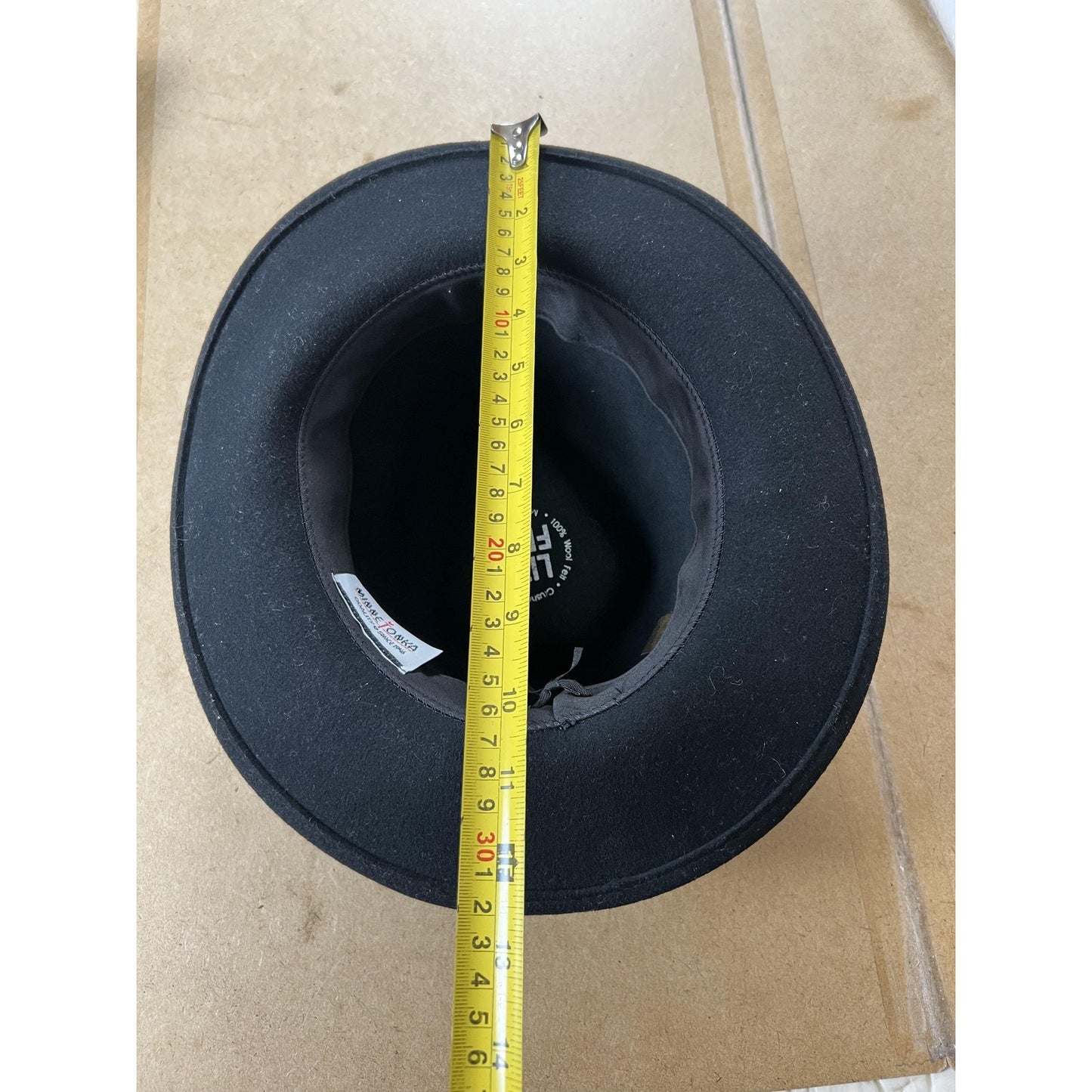 Minnetonka Felt Hat Medium Black 100% Wool Lite Felt Leather Band Made In USA