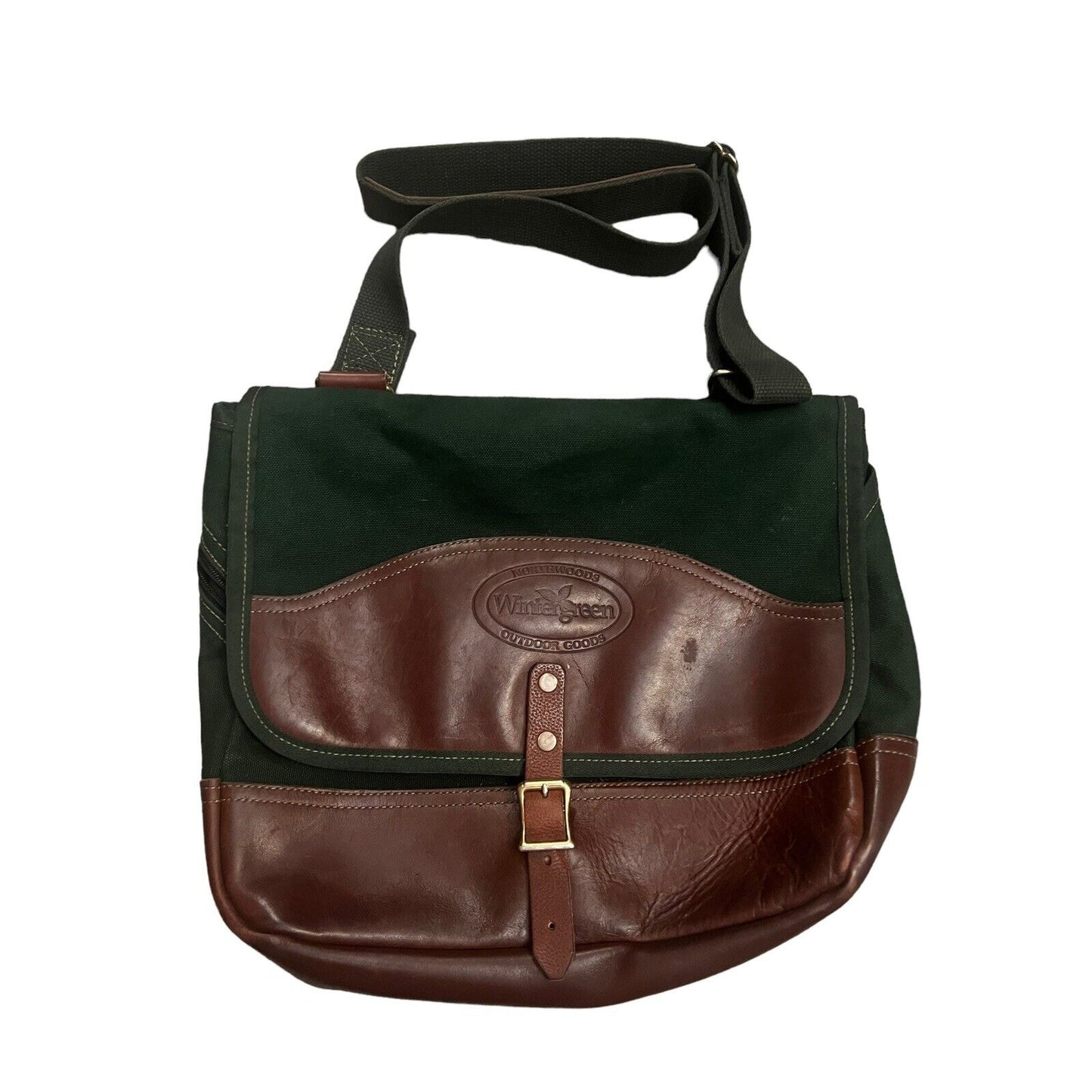 Vintage Wintergreen Outdoor Prod Canvas Leather Messenger Bag Travel Made In USA