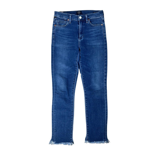 Citizens Of Humanity Pants Womens 27 Blue Cropped Denim Slim Frayed Hem