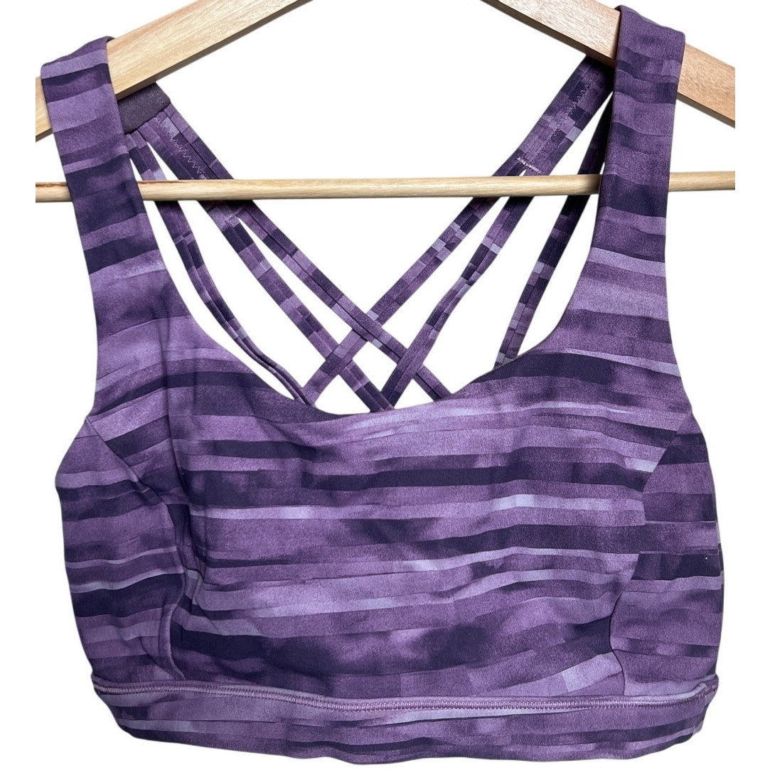 Lululemon Athletica Energy Bra Purple Striped *Dimensions In Pictures*
