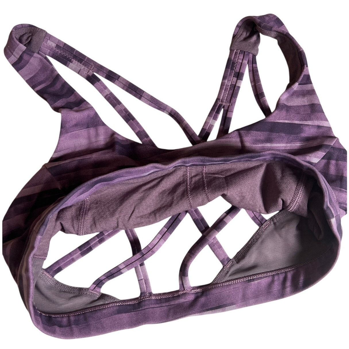 Lululemon Athletica Energy Bra Purple Striped *Dimensions In Pictures*