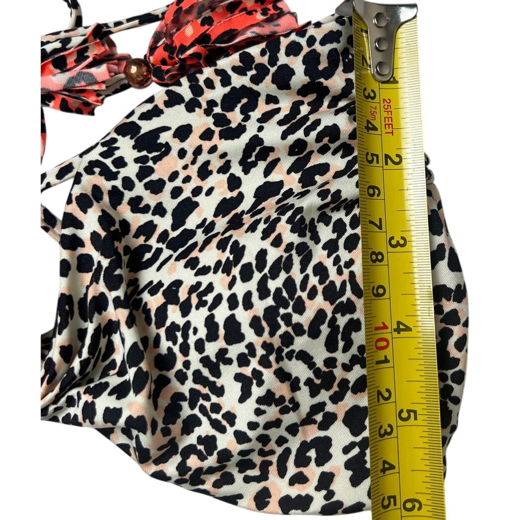 H&M Cheetah Print Orange & White Bikini Top US Size 10