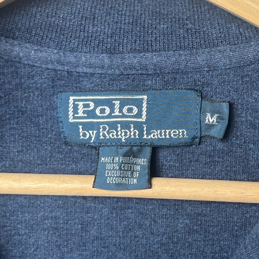 Polo Ralph Lauren Blue Cotton Pullover Half Zip Sweater Size Medium M