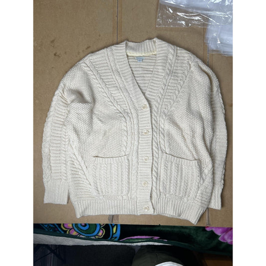 Sundance Cushion Womens Extra Large Beige Braided Cotton Blend Cardigan Sweater
