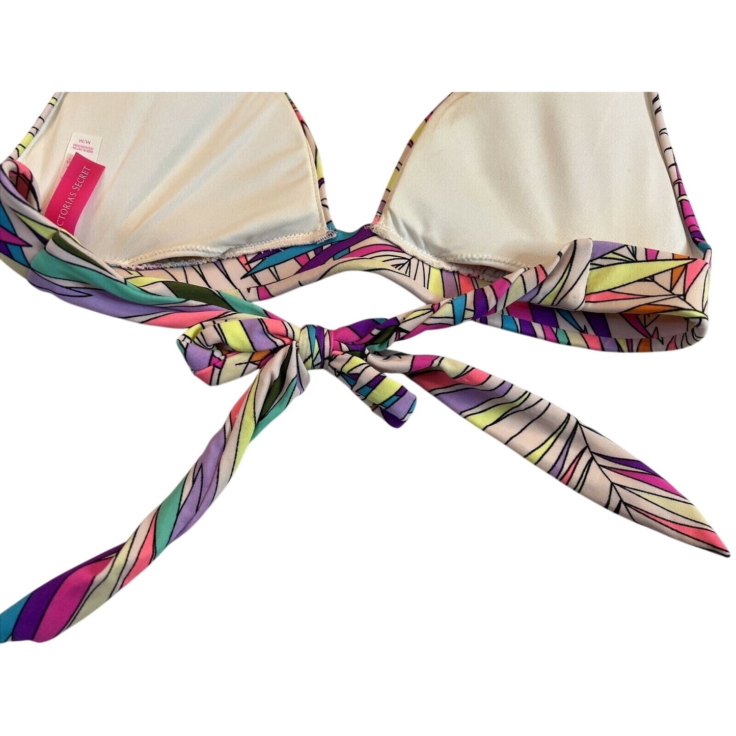 Victoria's Secret Halter Multi Color Palm Frond Medium Bikini Top - EUC