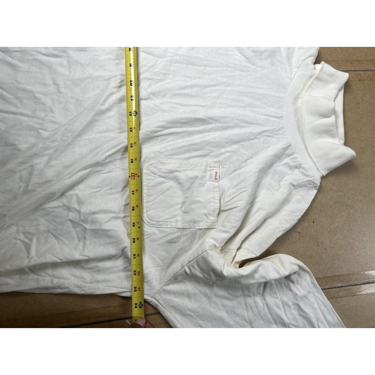 Polo Ralph Lauren Shirt Mens L White Turtleneck Long Sleeve Pocket Cotton Jersey