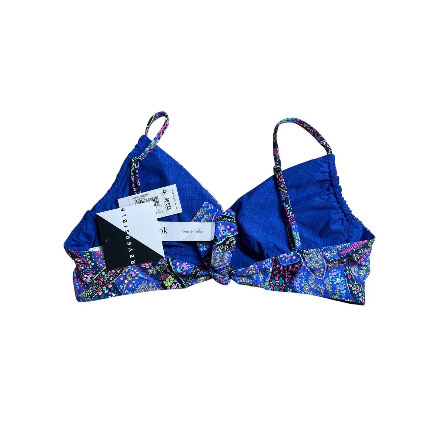 NWT Vera Bradley Reversible Chambray & Petite Paisley Eva Bikini Top Size M