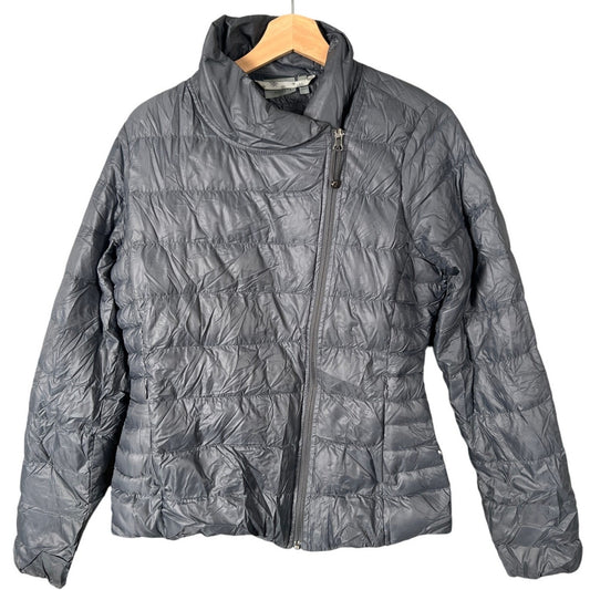 Athleta Downalicious Size Medium Lightweight Puffer Jacket 100% Nylon Gray