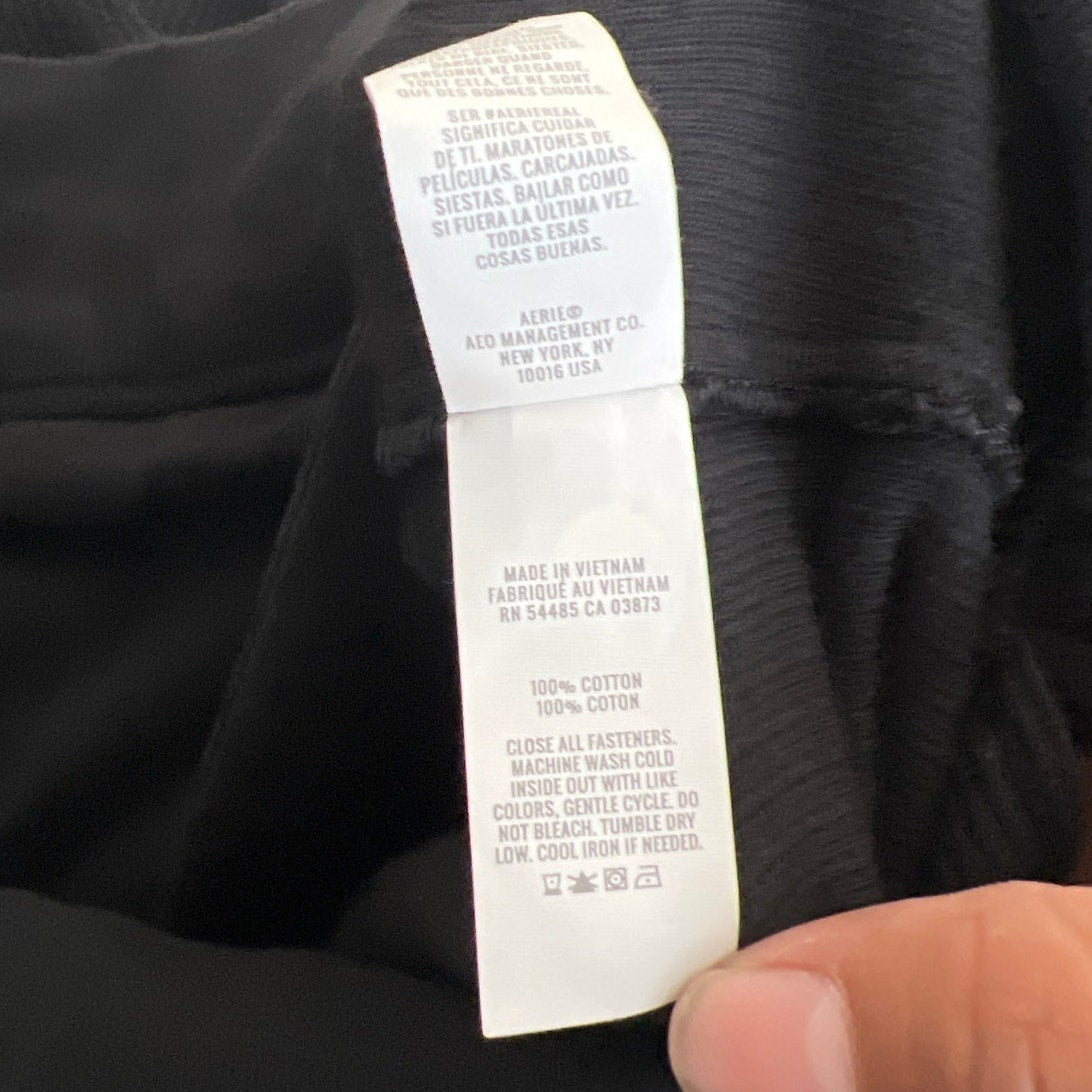 Aerie Small 100% Cotton Black Ribbed Hoodie Women's