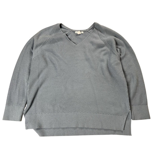 Athleta Sweater Womens XL Blue Pullover V-Neck Merino Wool Raglan Knit Top