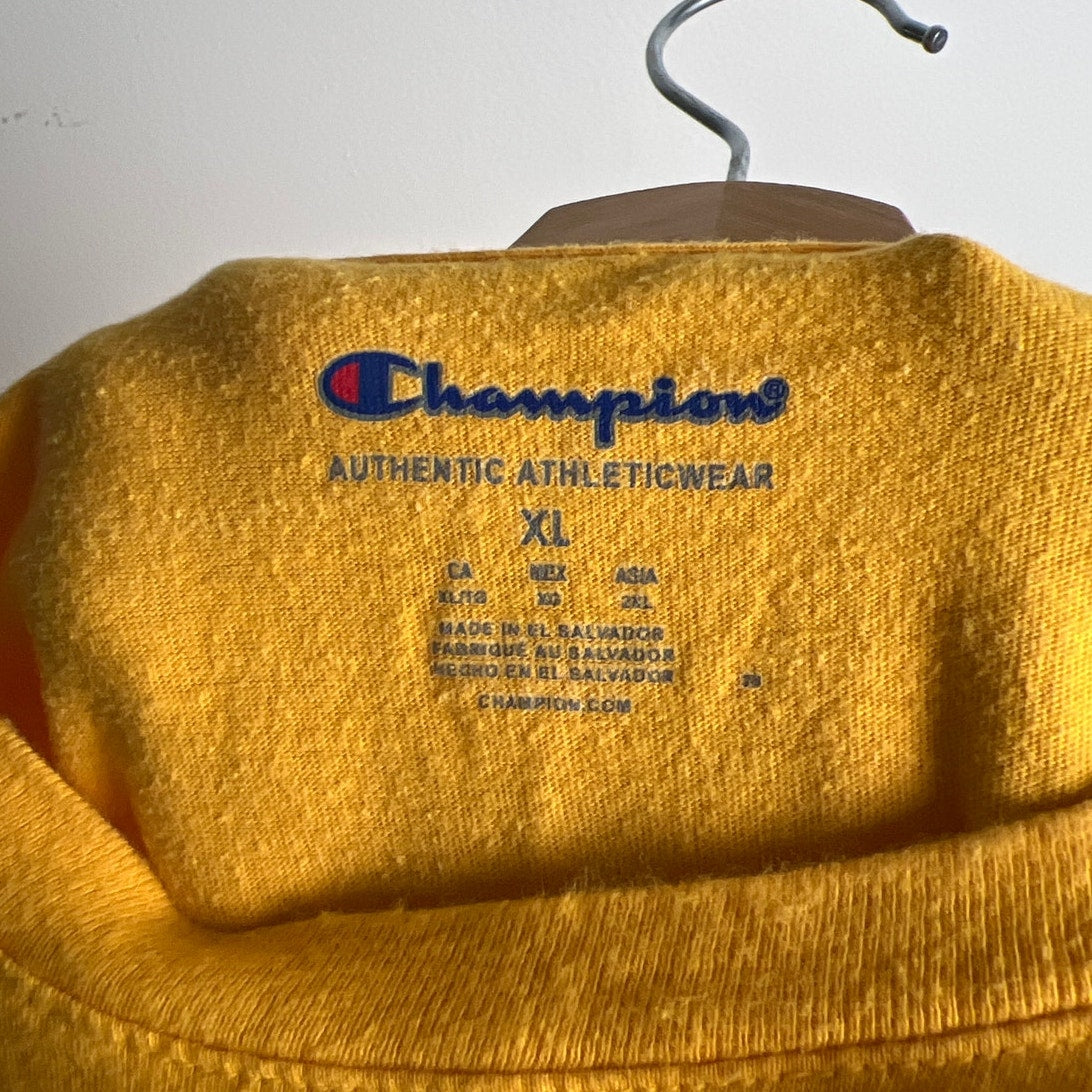 Champion Classic Men's Yellow Short Sleeve Logo Crew Neck T-Shirt XL