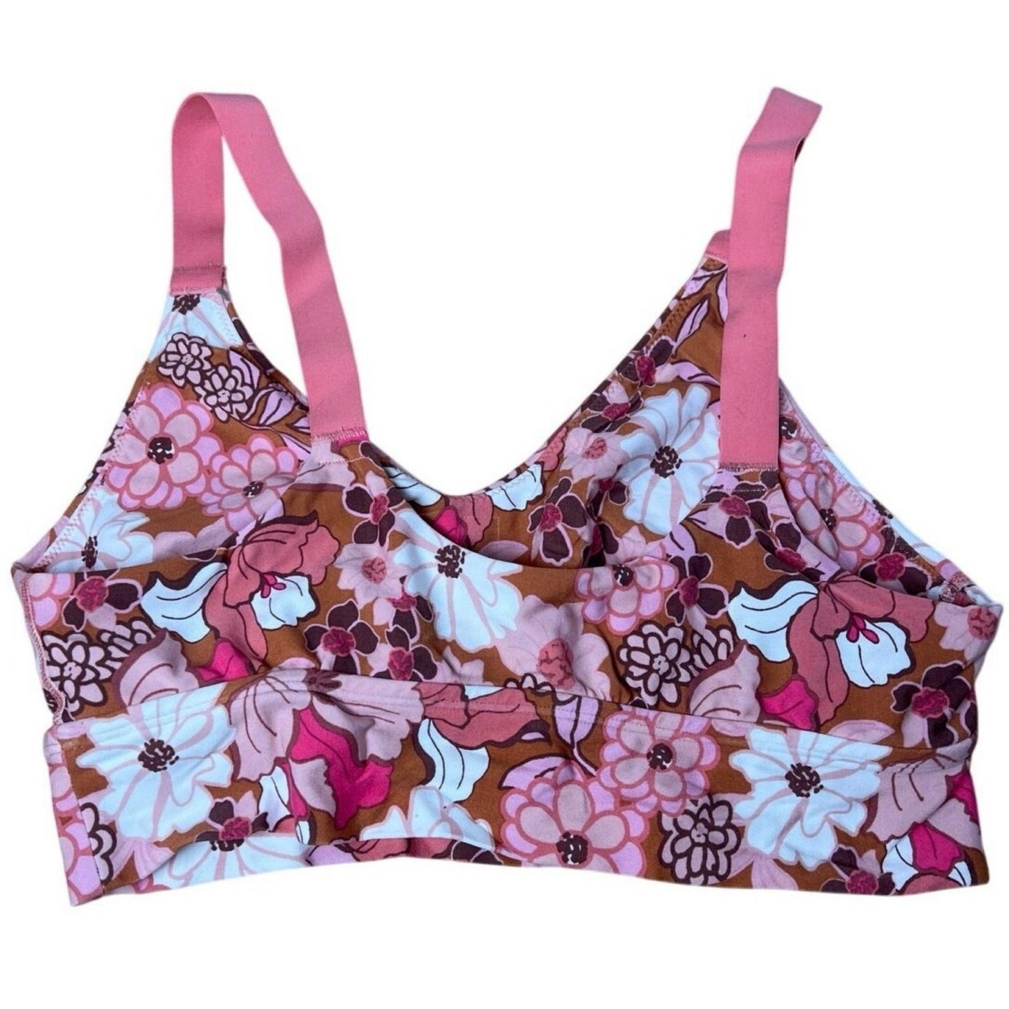 Offline By Aerie Bra Womens M Pink Bralette Floral Unpadded Wireless Cotton