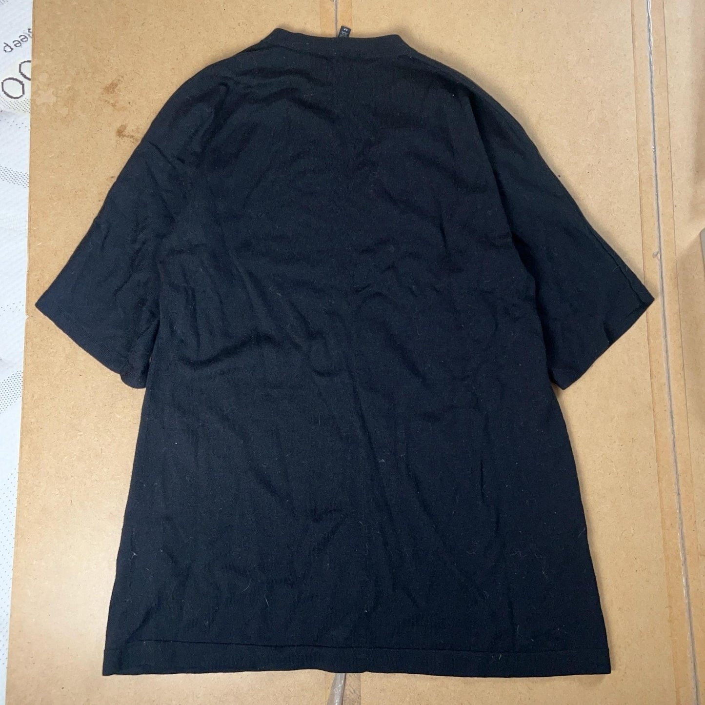 EILEEN FISHER Tunic Womens S/P Black V-Neck Merino Wool Jersey Short Sleeve