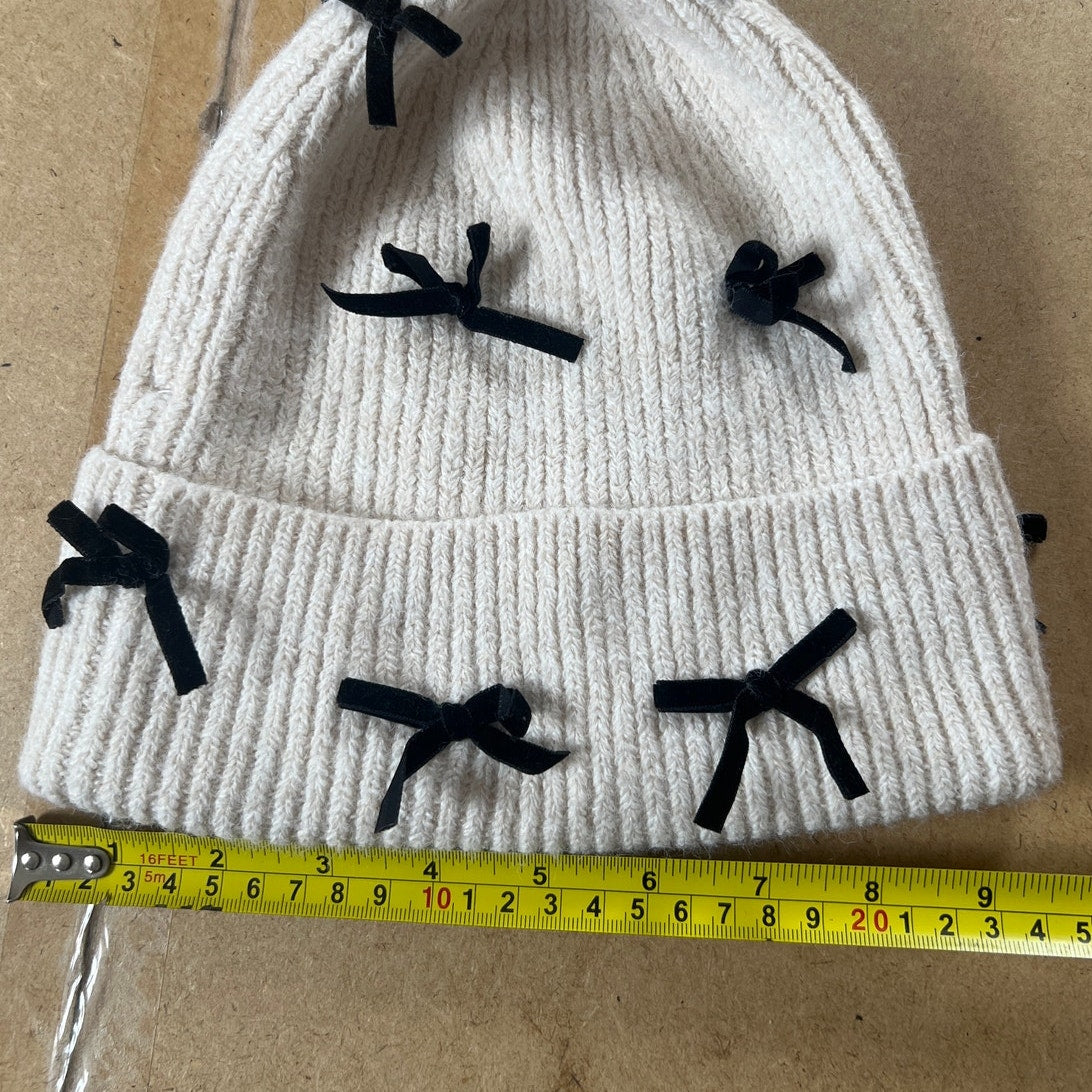 Anthropologie White With Black Bows One Size