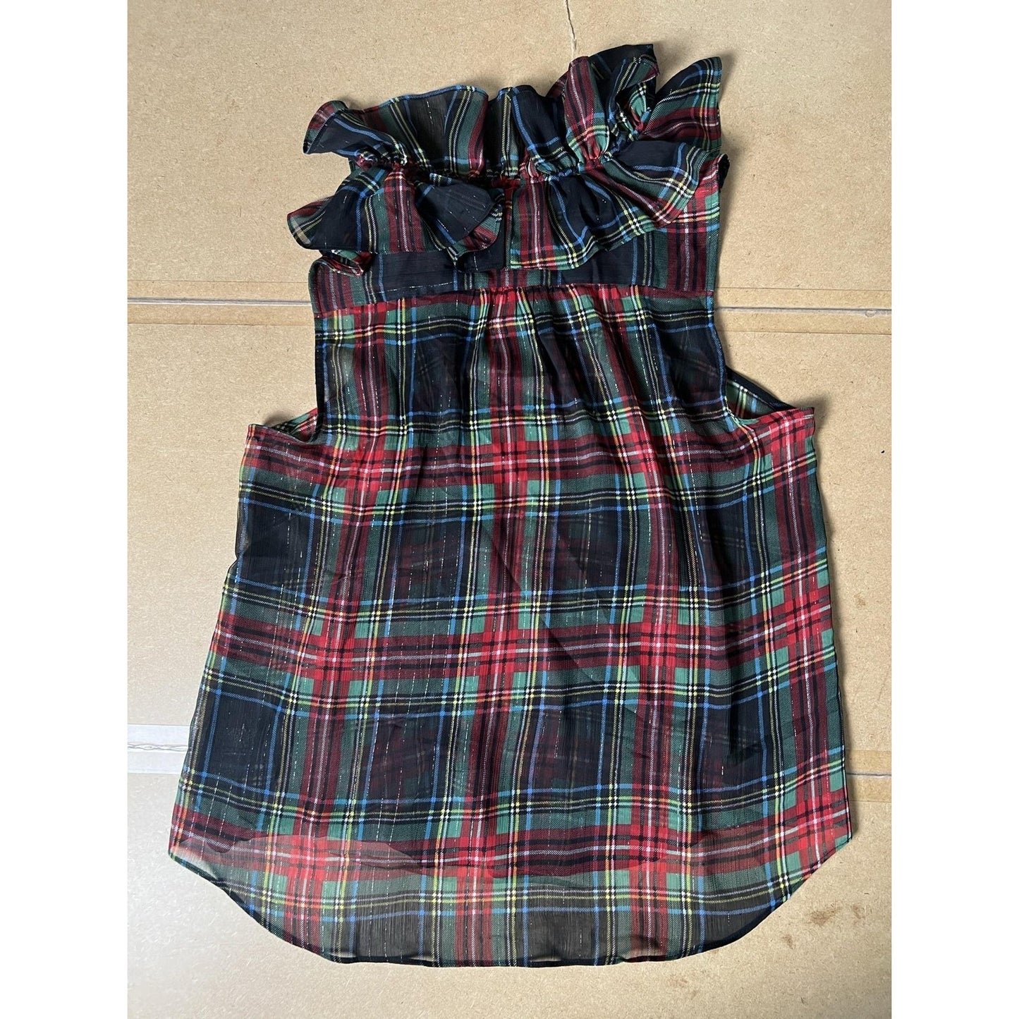 J Crew Womens L Multicolor High Neck Ruffle Button Chiffon Lightweight Casual