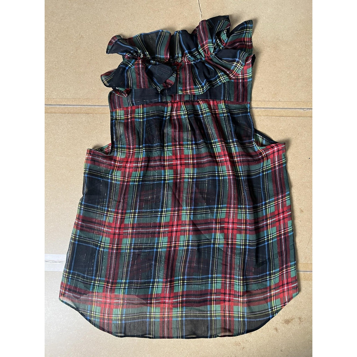 J Crew Womens L Multicolor High Neck Ruffle Button Chiffon Lightweight Casual