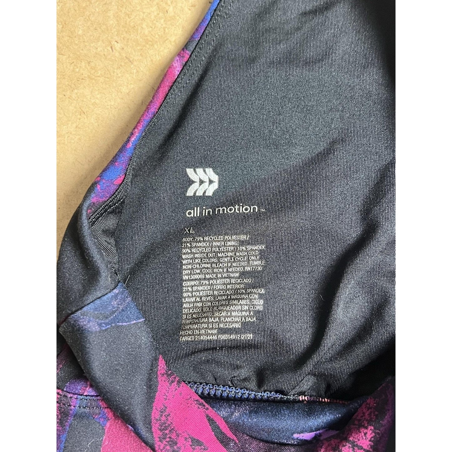 All In Motion Bra Womens XL Multicolor Floral Sports Bra Racerback Stretch