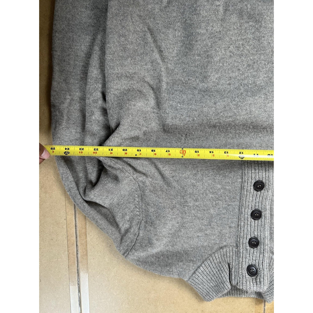 Barbour Sweater Mens L Gray Henley Mock Neck Bamboo Ribbed Button Pullover