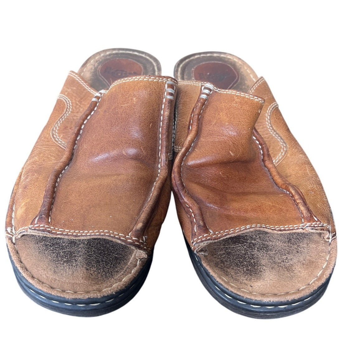 Vintage 90's Dr. Martens Brown Leather Slide Sandals Chunky Sole Size 10