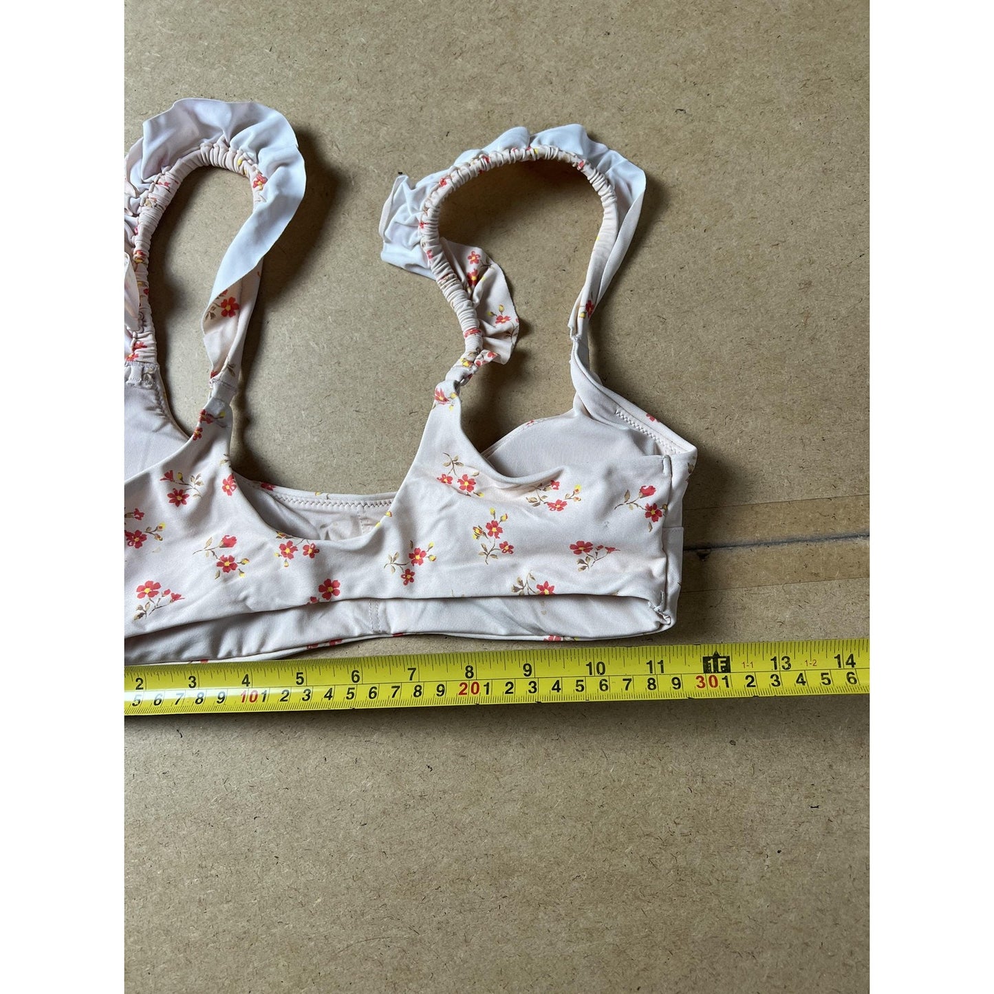 Aerie Bra Womens S White Bralette Floral Ruffle Lined Wireless Pullover
