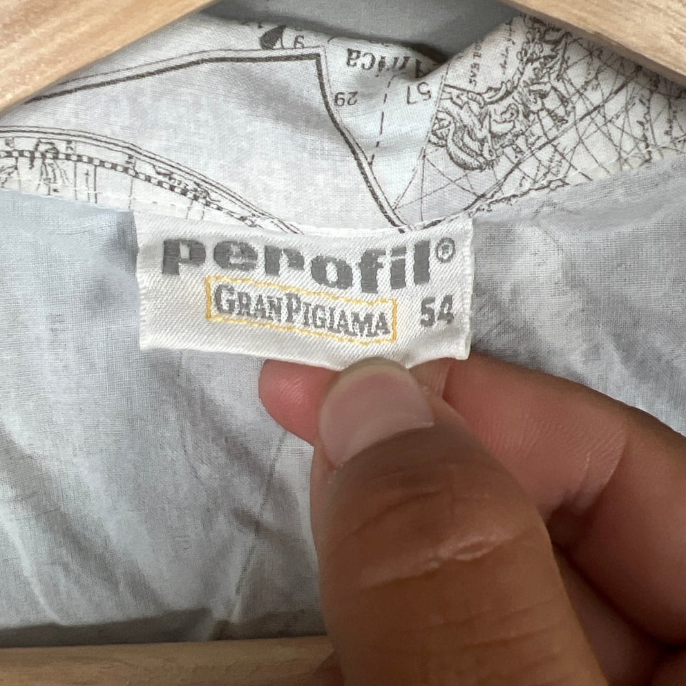Vintage Perofil Grand Pigiama Size 54 XL Button Down Made in Italy Cotton