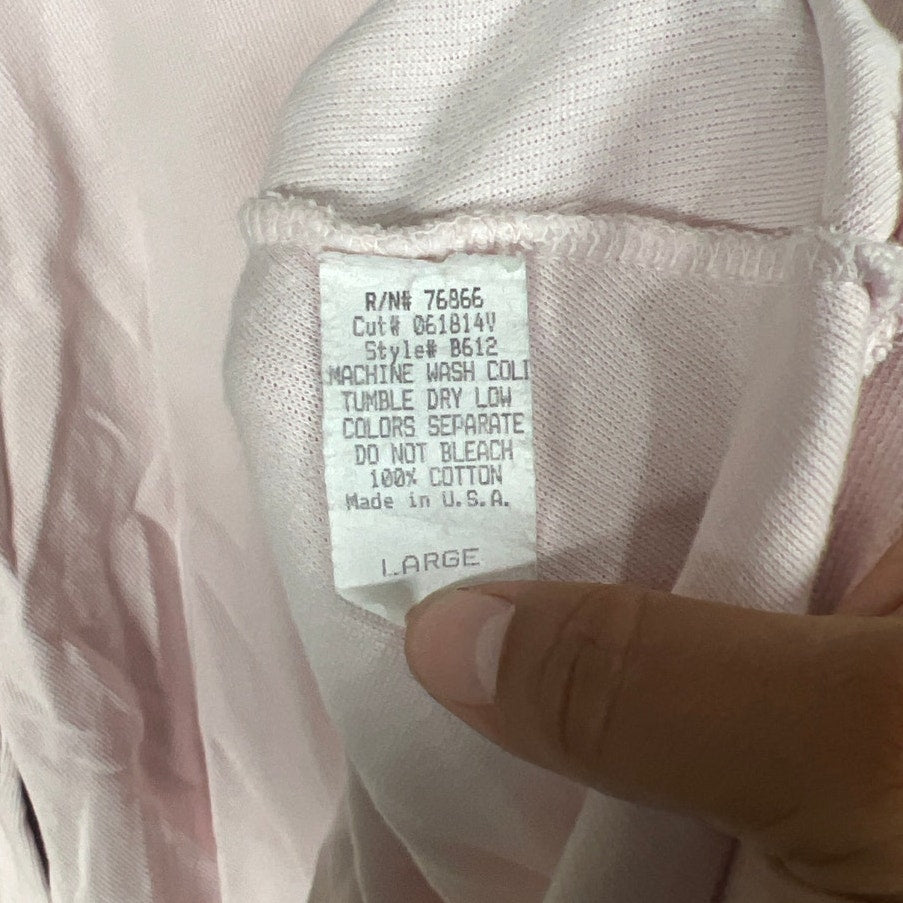Prairie Cotton Size Large Made in USA 100% Cotton Pink Long Sleeve