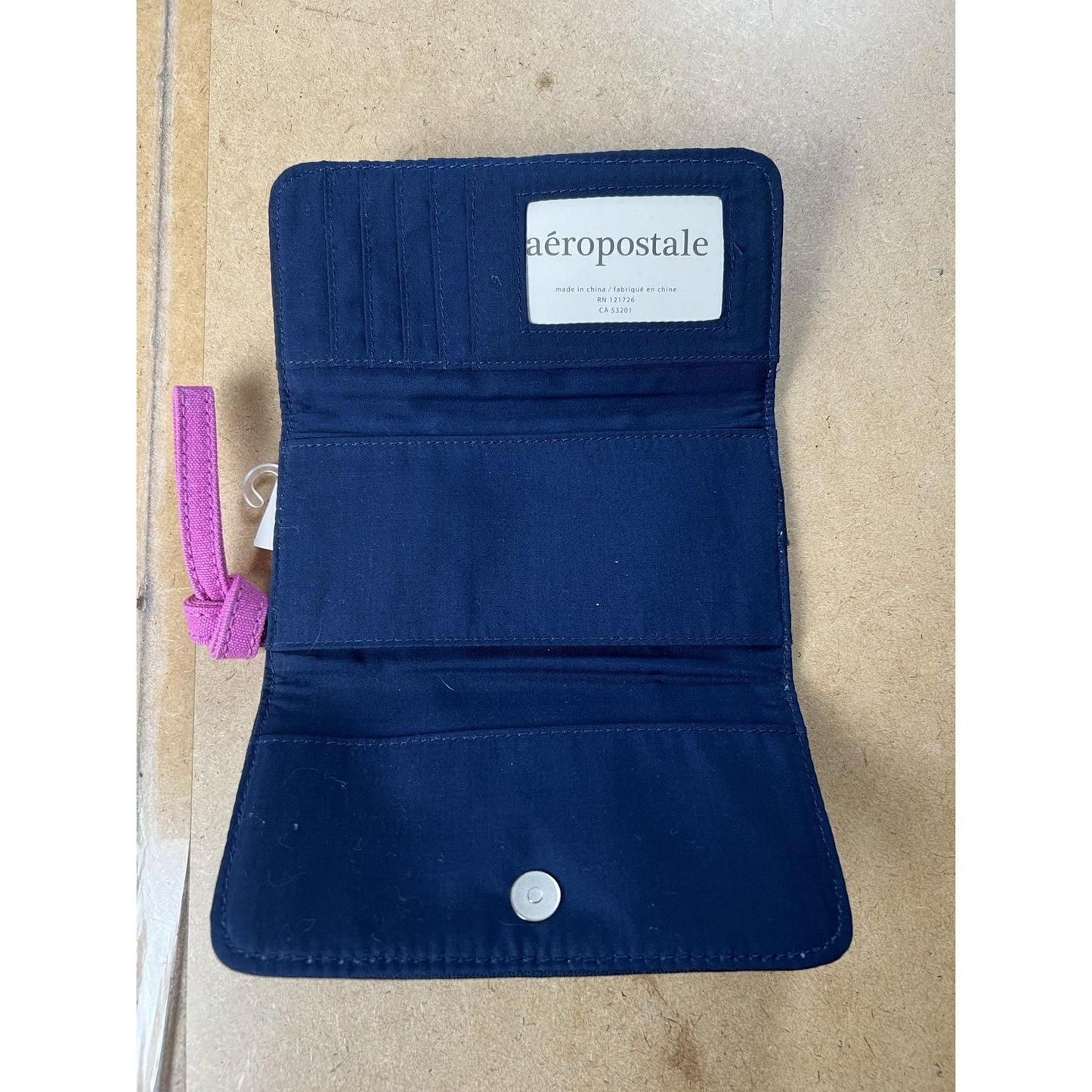 Aeropostale Clutch Womens Small Multicolor Canvas Striped Snap Closure Applique
