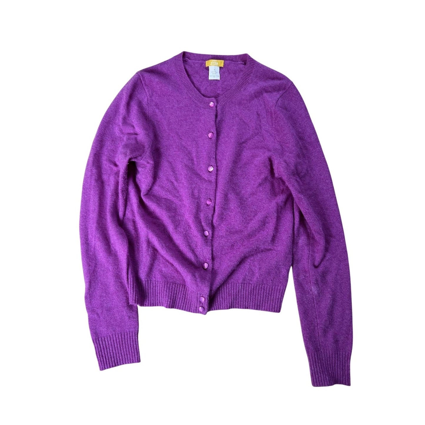 J.CREW Cardigan Womens S Purple 100% Cashmere Lightweight Crew Neck Tight-Knit